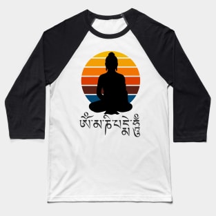 Retro Sunset Buddha Om Mani Padme Hum Baseball T-Shirt